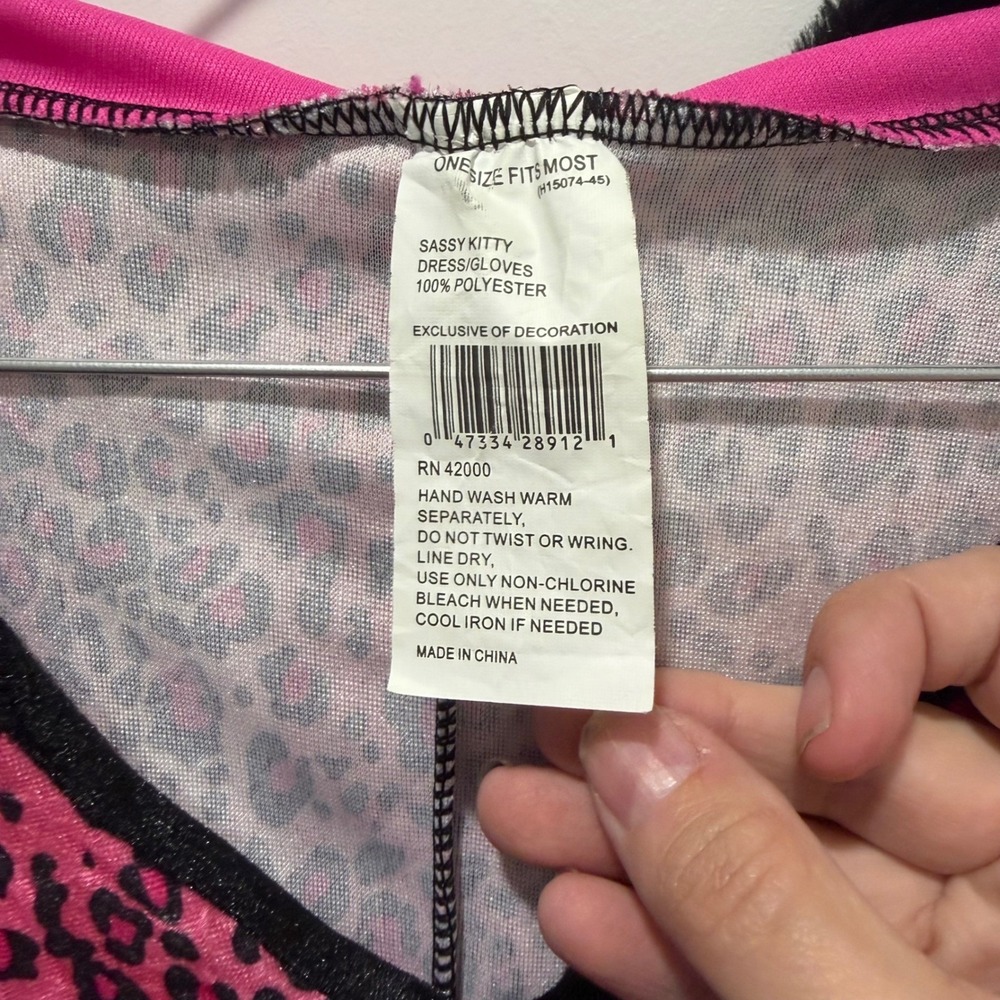 Sassy Kitty Womens Costume Dress Pink Leopard Print One Size Fits Most - Picture 5 of 7